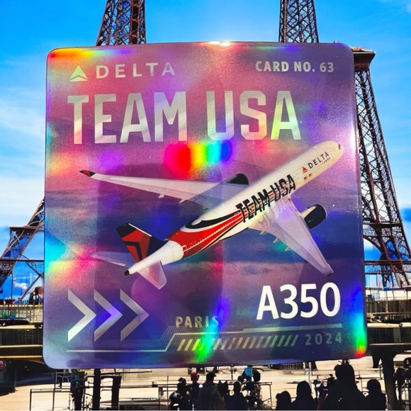 Delta Air Lines Trading Cards 2024 Olympic Edition Team USA Paris A350 No. 63 - Picture 2 of 6